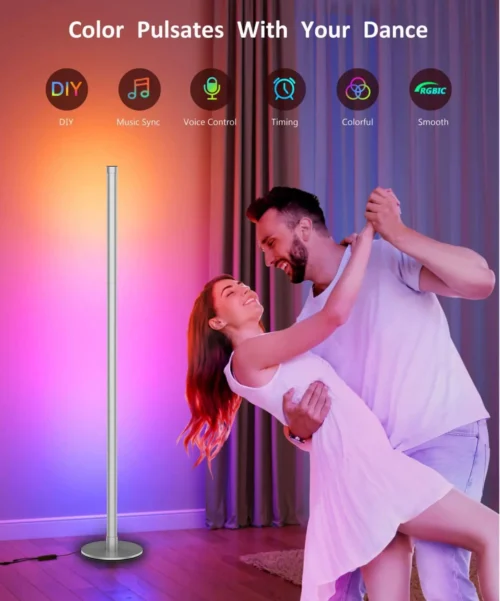 Smart Vloerlamp LED Wifi - Full Color LED - Alexa, Google, App, geluid & Afstandsbediening - 160 cm hoog - Zwart - Afbeelding 3