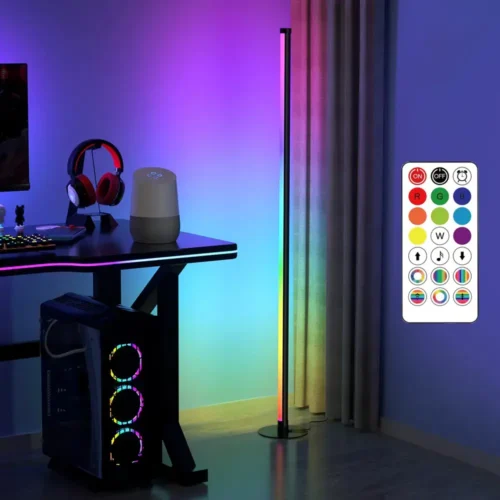 Smart Vloerlamp LED Wifi - Full Color LED - Alexa, Google, App, geluid & Afstandsbediening - 160 cm hoog - Zwart - Afbeelding 2