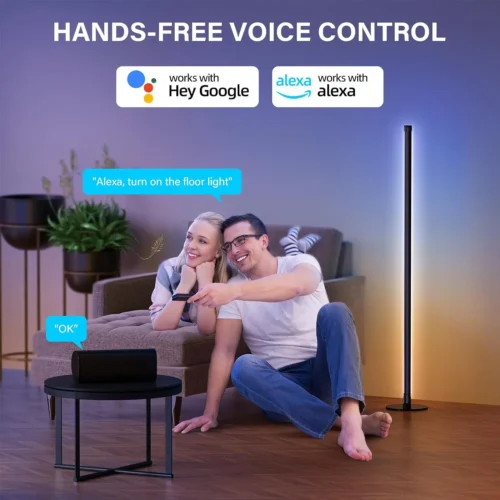 Smart Vloerlamp LED Wifi - Full Color LED - Alexa, Google, App, geluid & Afstandsbediening - 160 cm hoog - Zwart - Afbeelding 5