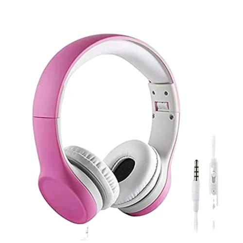 Koptelefoon kinderen met draad en microfoon Roze – max 85 db
