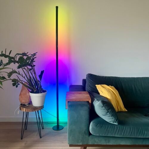 Smart Vloerlamp LED Wifi - Full Color LED - Alexa, Google, App, geluid & Afstandsbediening - 160 cm hoog - Zwart