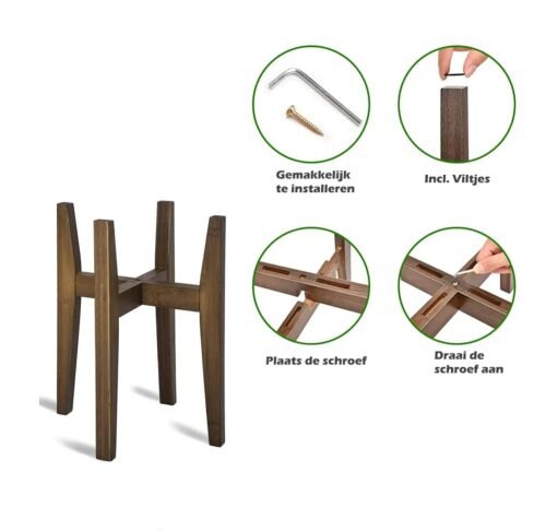 Bamboo plantenstandaard / plantenpot verhoger - verstelbaar in hoogte en diameter - Afbeelding 2